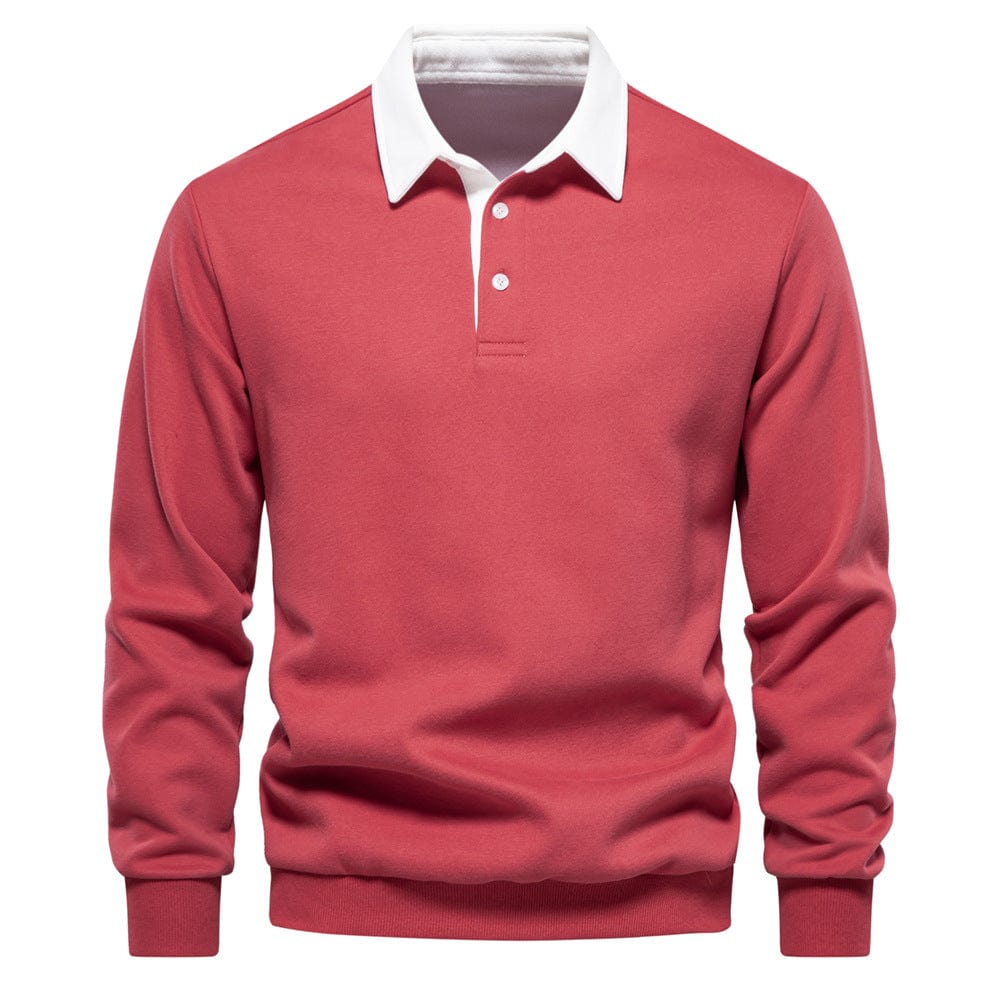 Mens Polo Shirt Cotton Contrast Collar Classic Fit