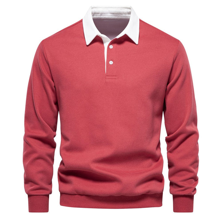 Mens Polo Shirt Cotton Contrast Collar Classic Fit
