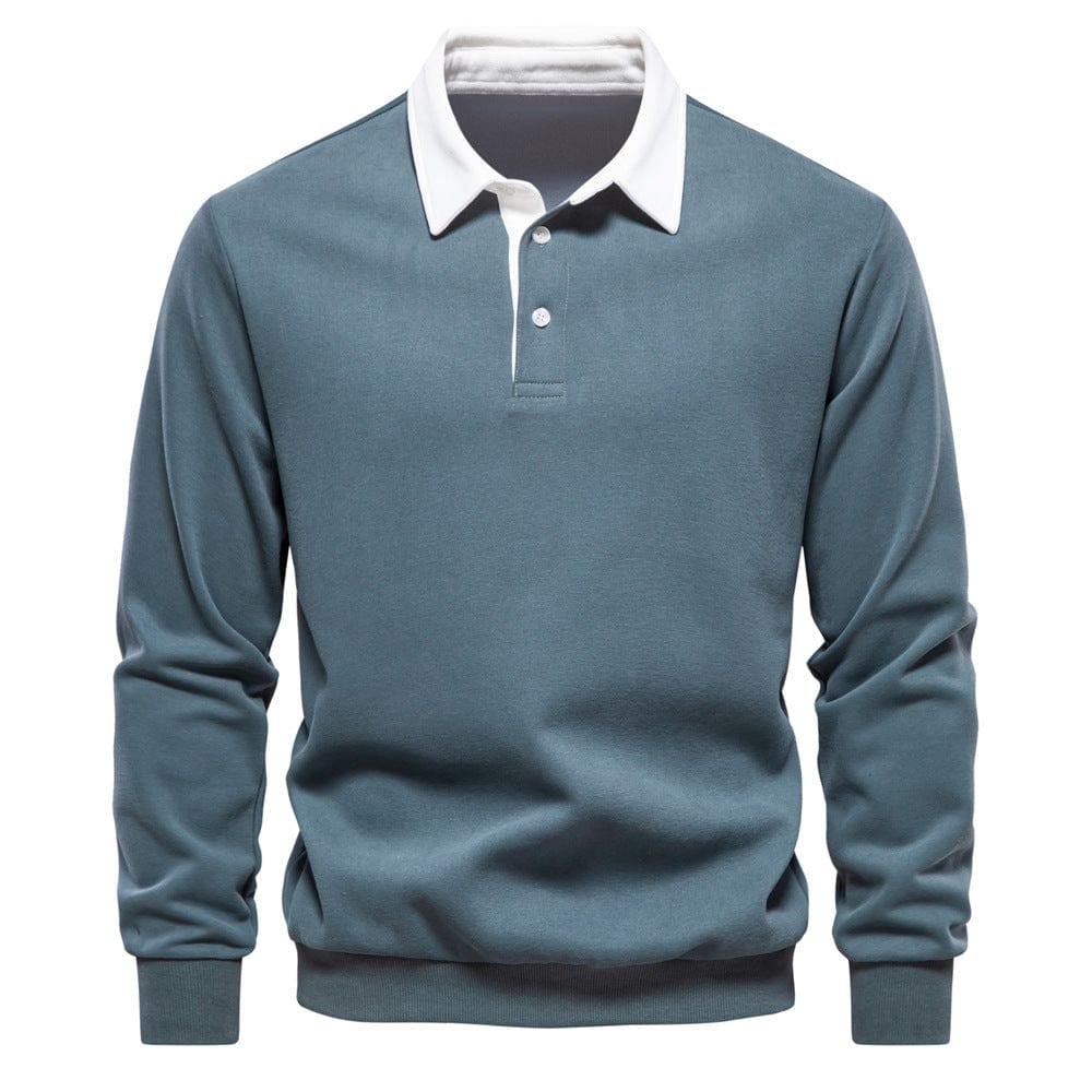 Mens Polo Shirt Cotton Contrast Collar Classic Fit
