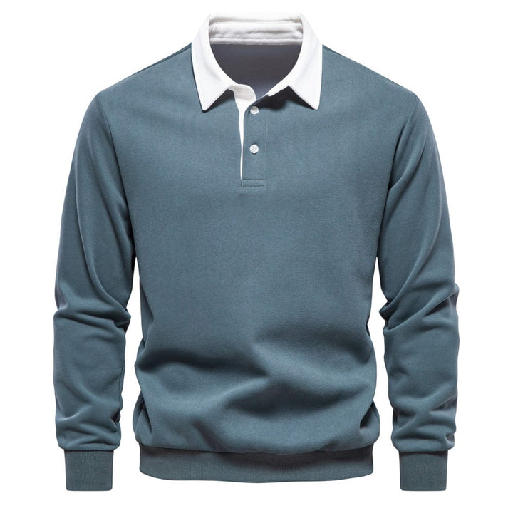 Mens Polo Shirt Cotton Contrast Collar Classic Fit