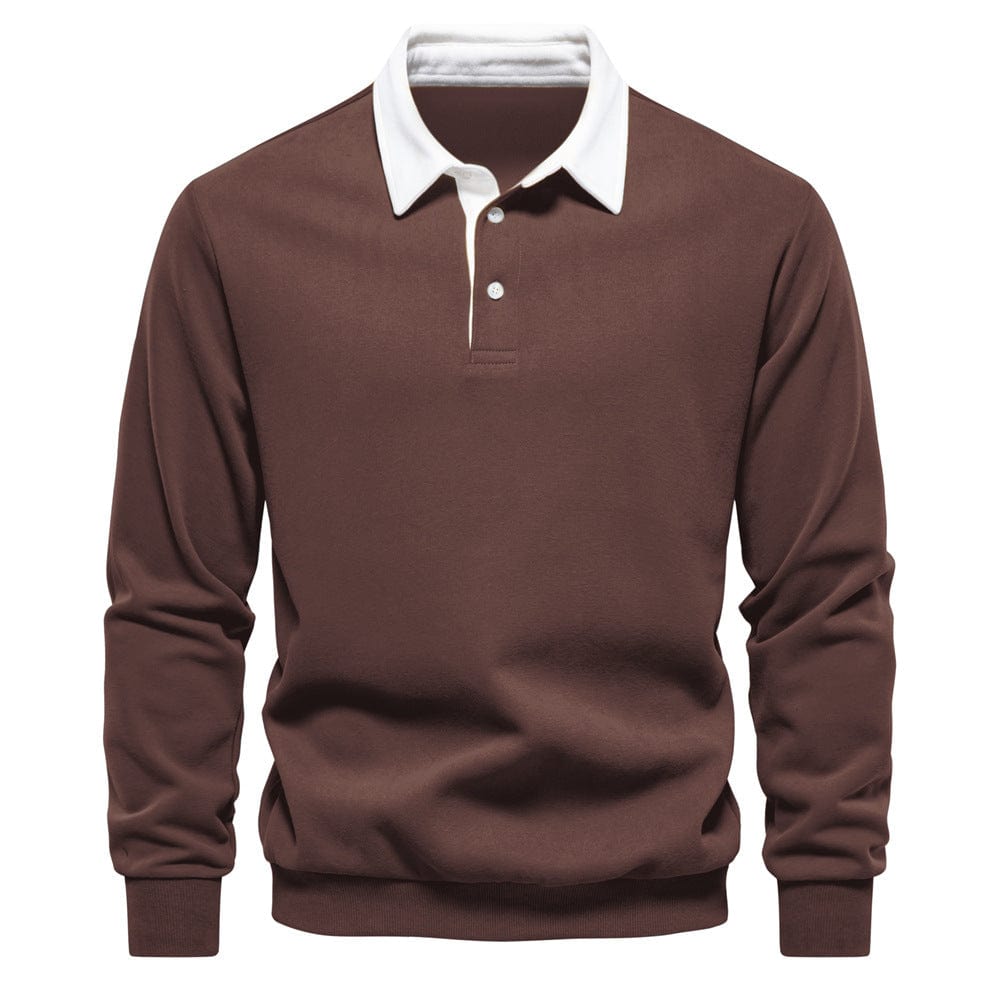 Mens Polo Shirt Cotton Contrast Collar Classic Fit