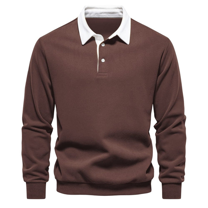 Mens Polo Shirt Cotton Contrast Collar Classic Fit