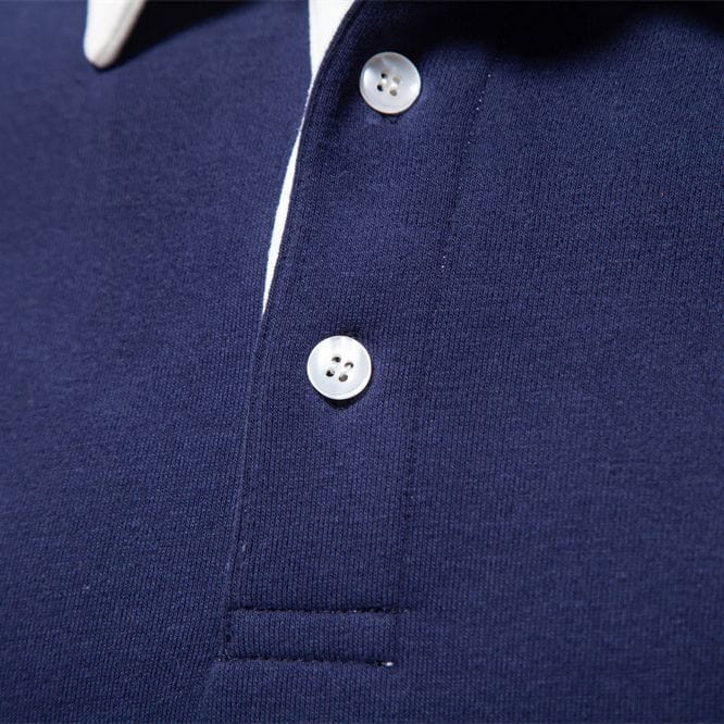 Mens Polo Shirt Cotton Contrast Collar Classic Fit