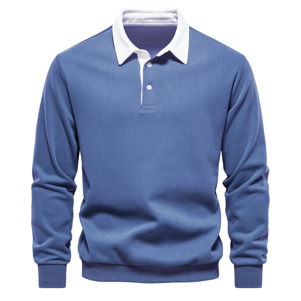 Mens Polo Shirt Cotton Contrast Collar Classic Fit