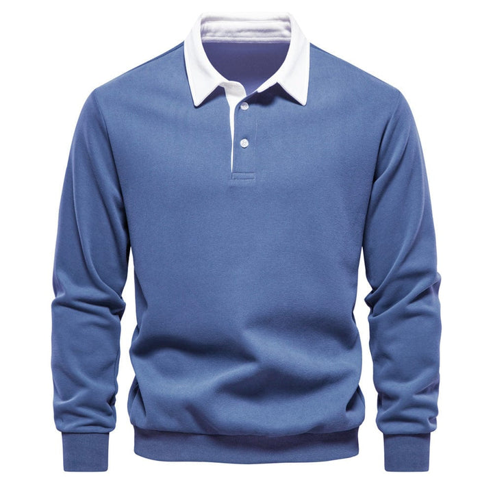 Mens Polo Shirt Cotton Contrast Collar Classic Fit