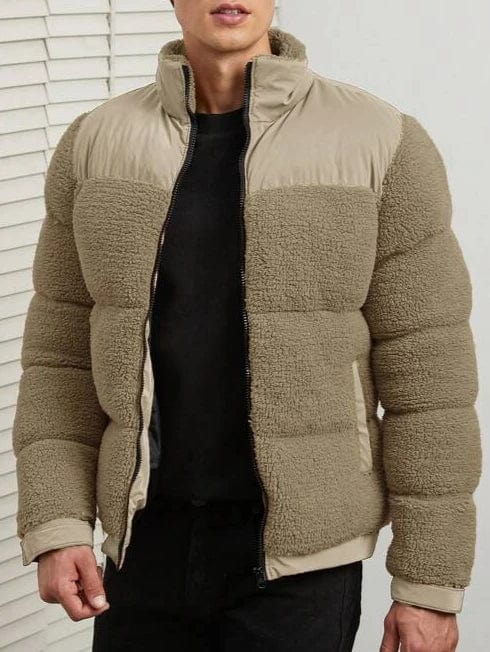 Mens Wool Puffer Jacket Insulated Warm Fit - BritishMode
