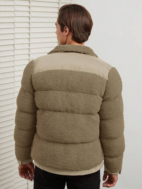 Mens Wool Puffer Jacket Insulated Warm Fit