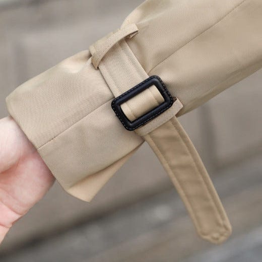 Mens Long Trench Coat with Buttons Classic Fit