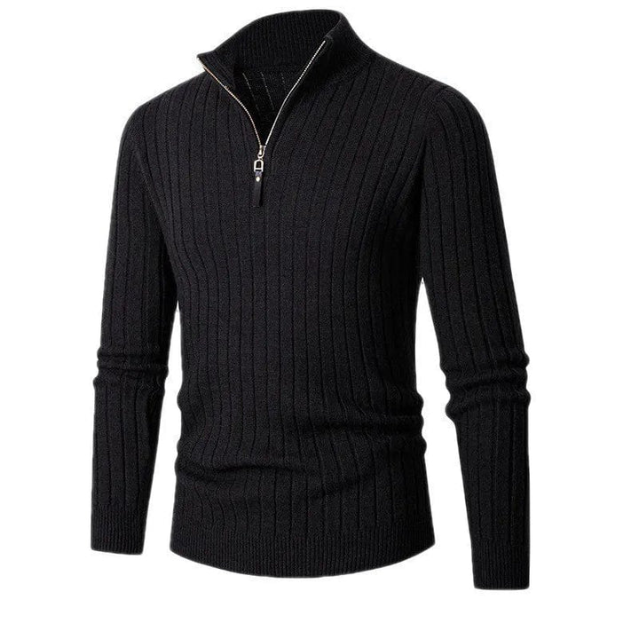 Mens Quarter-Zip Jumper Wool Blend Regular Fit - BritishMode