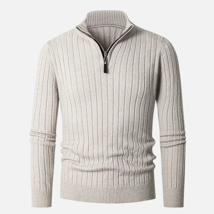 Mens Quarter-Zip Jumper Wool Blend Regular Fit