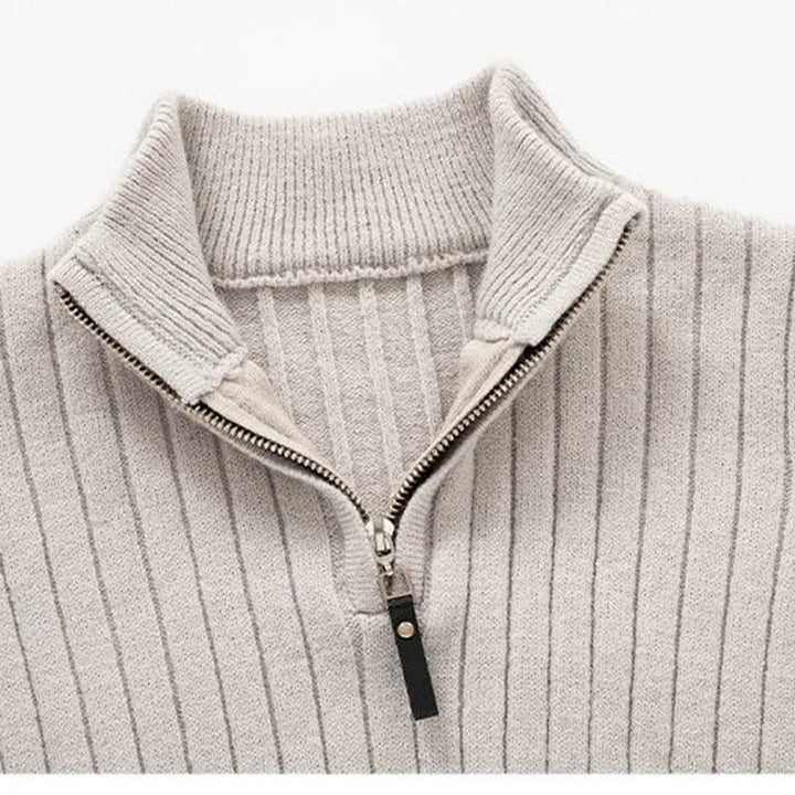 Mens Quarter-Zip Jumper Wool Blend Regular Fit