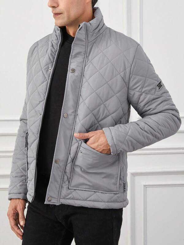 Mens Quilted Puffer Jacket Insulated Warm Fit