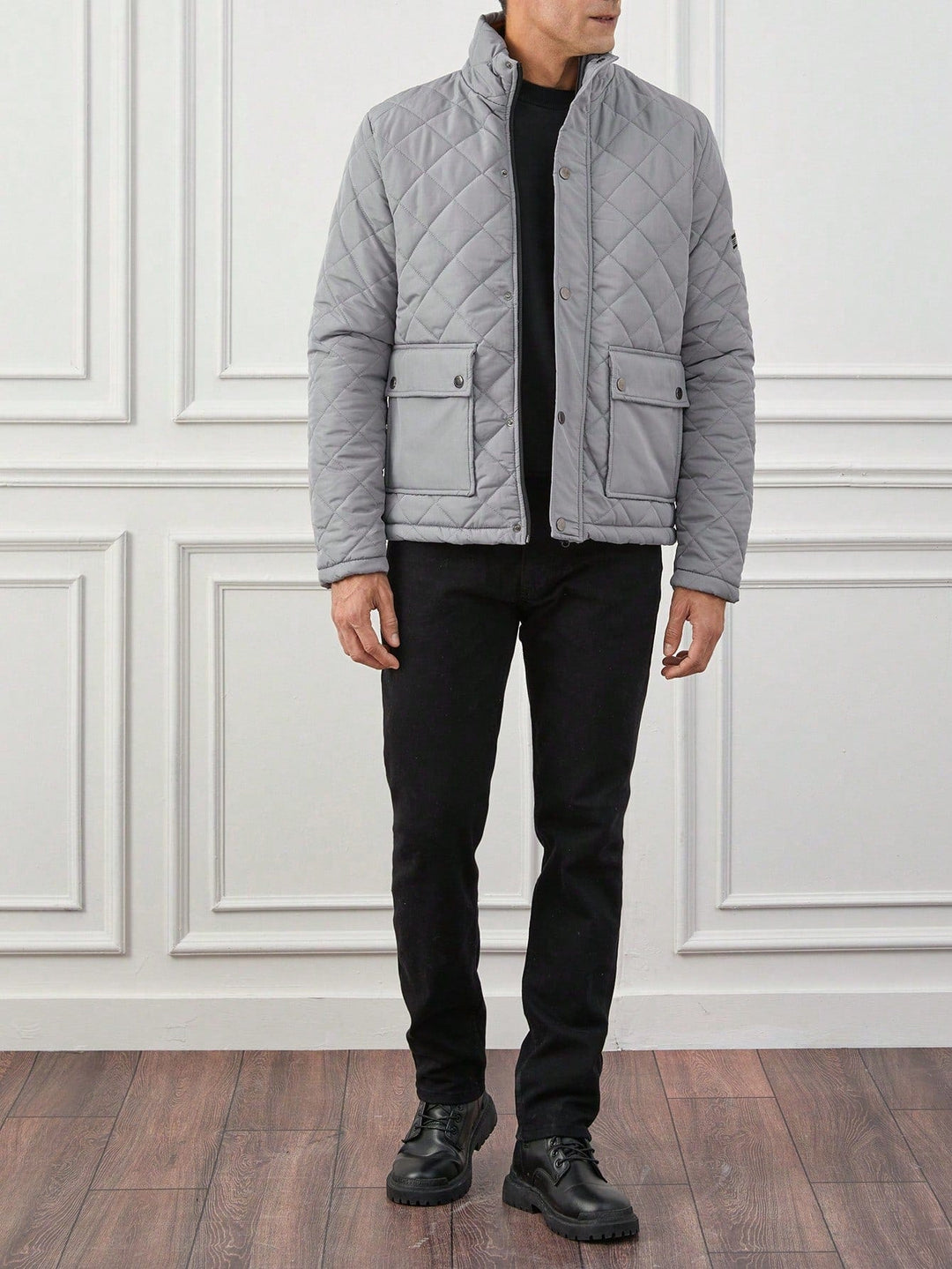 Mens Quilted Puffer Jacket Insulated Warm Fit