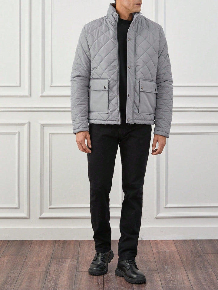 Mens Quilted Puffer Jacket Insulated Warm Fit