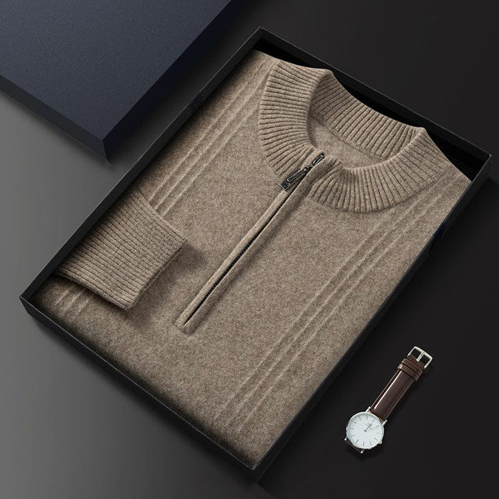 Mens Half-Zip Knit Sweater Winter Warm - BritishMode