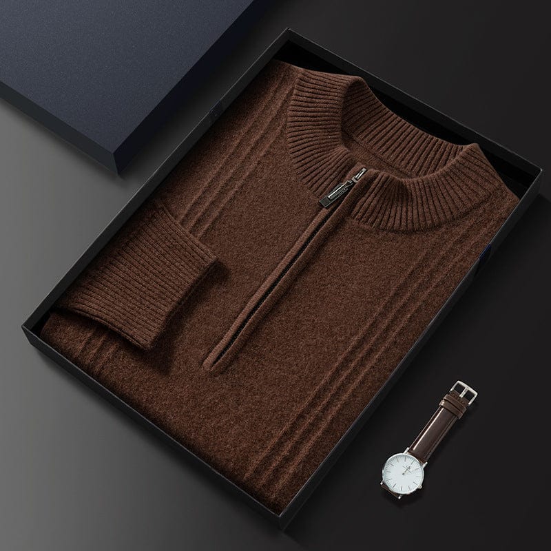 Mens Half-Zip Knit Sweater Winter Warm