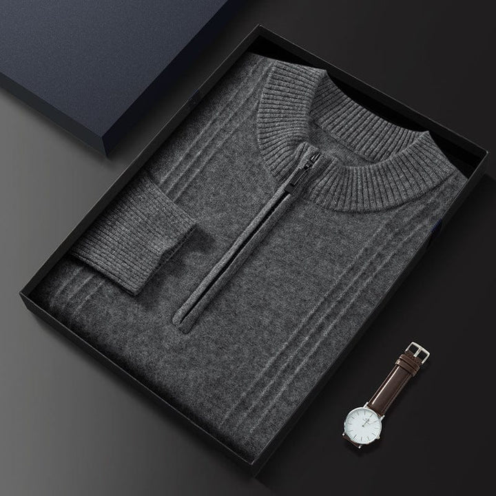 Mens Half-Zip Knit Sweater Winter Warm