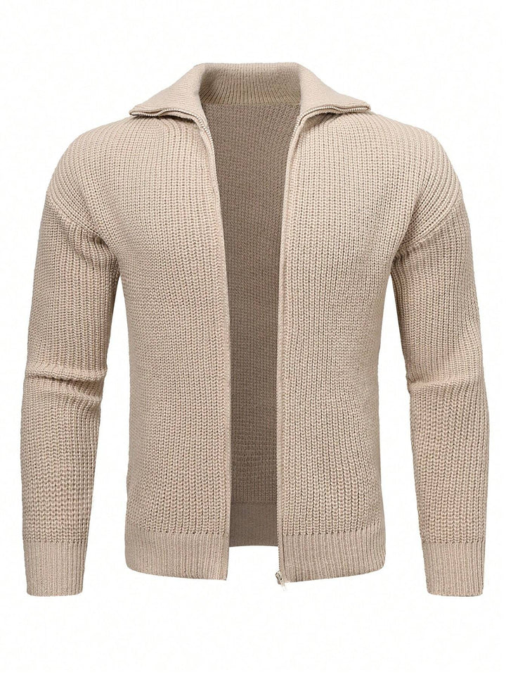 Mens Knitted Cardigan with Collar Relaxed Fit - BritishMode