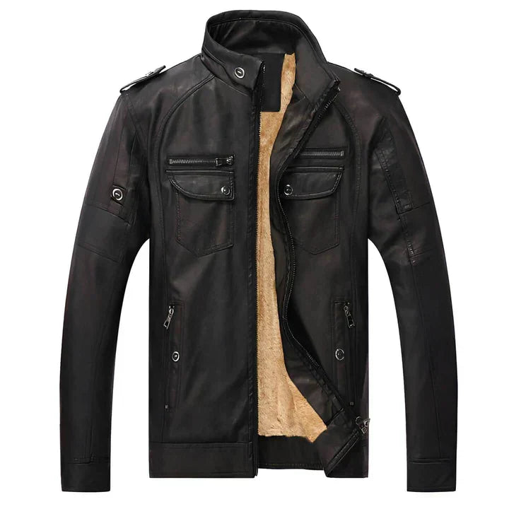 Mens Leather Motorcycle Jacket Fitted Style - BritishMode