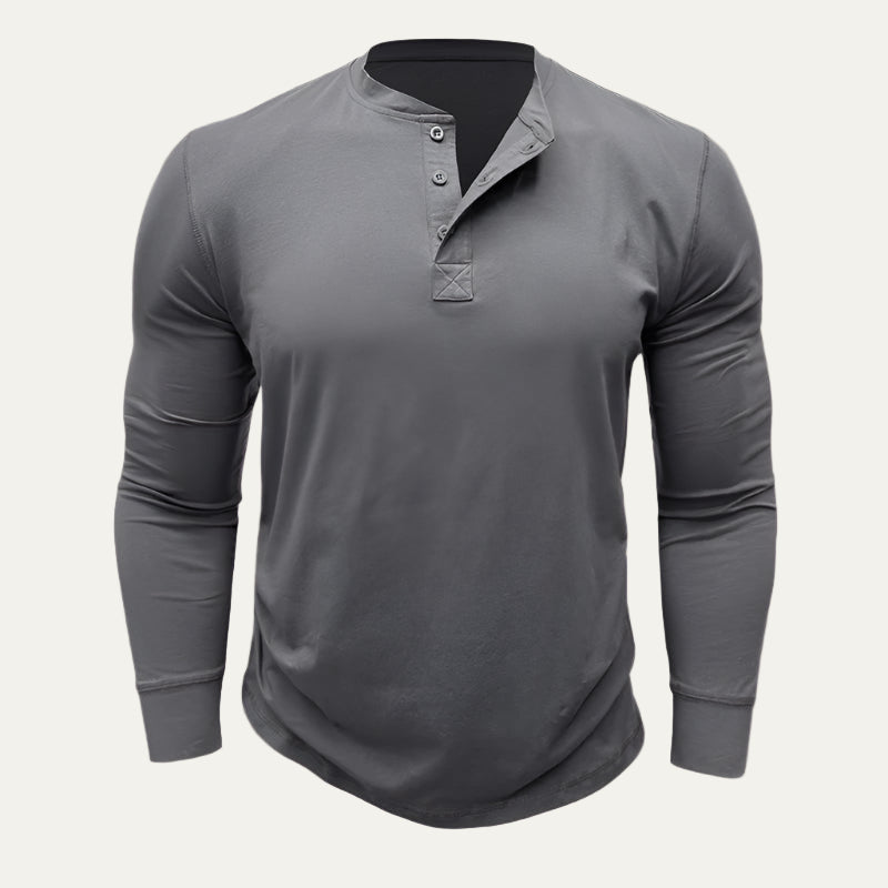 Mens Athletic Henley Shirt Long Sleeve - BritishMode