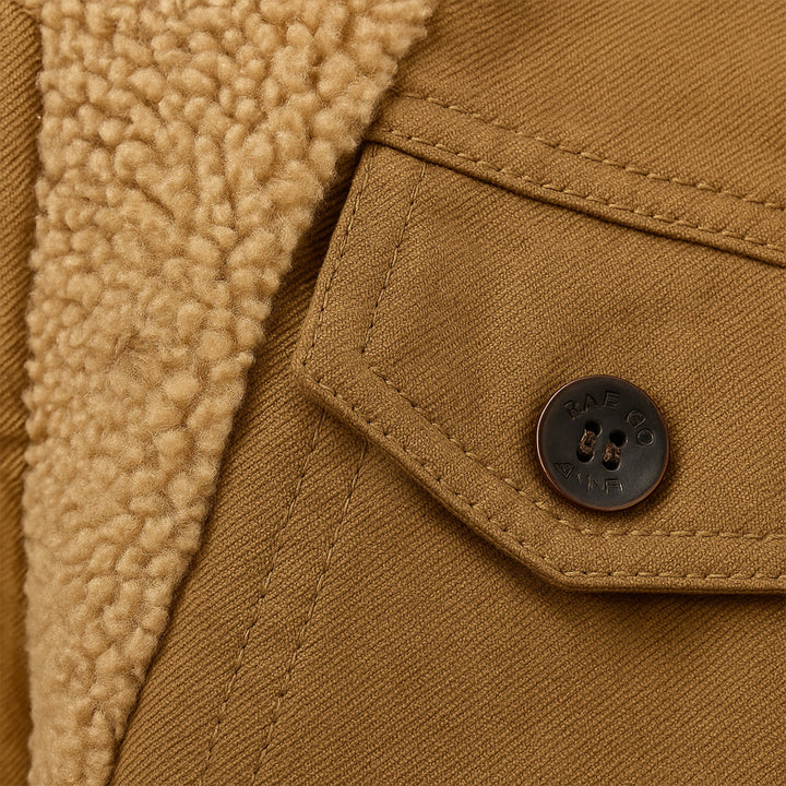 Mens Trucker Jacket Faux Shearling Lined Snap Front