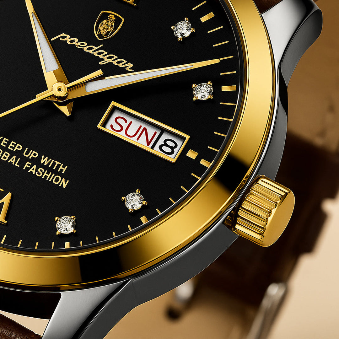 Mens Classic Watch with Leather Strap Style