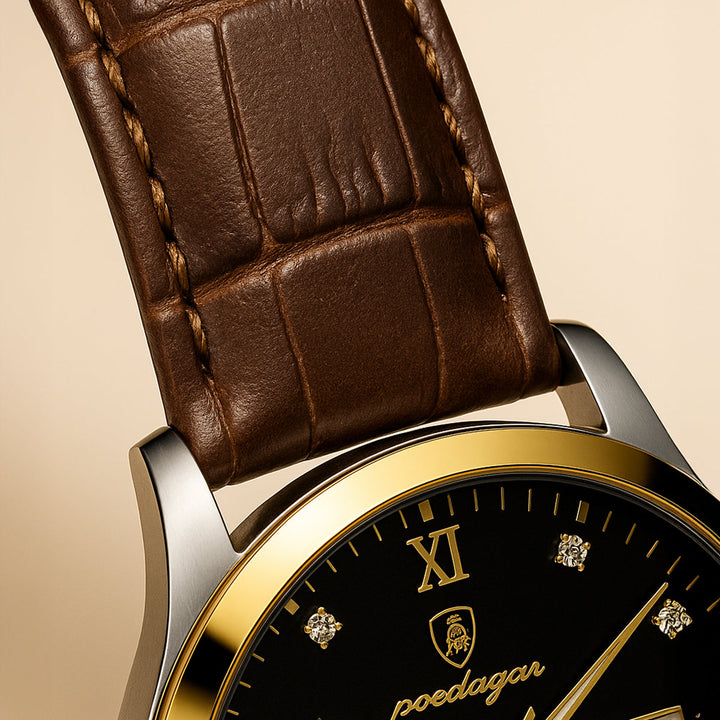Mens Classic Watch with Leather Strap Style