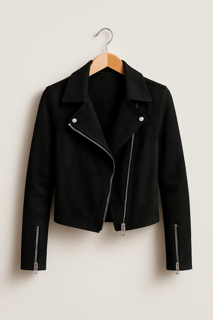 Womens Bomber Jacket with Zipper Moto Style