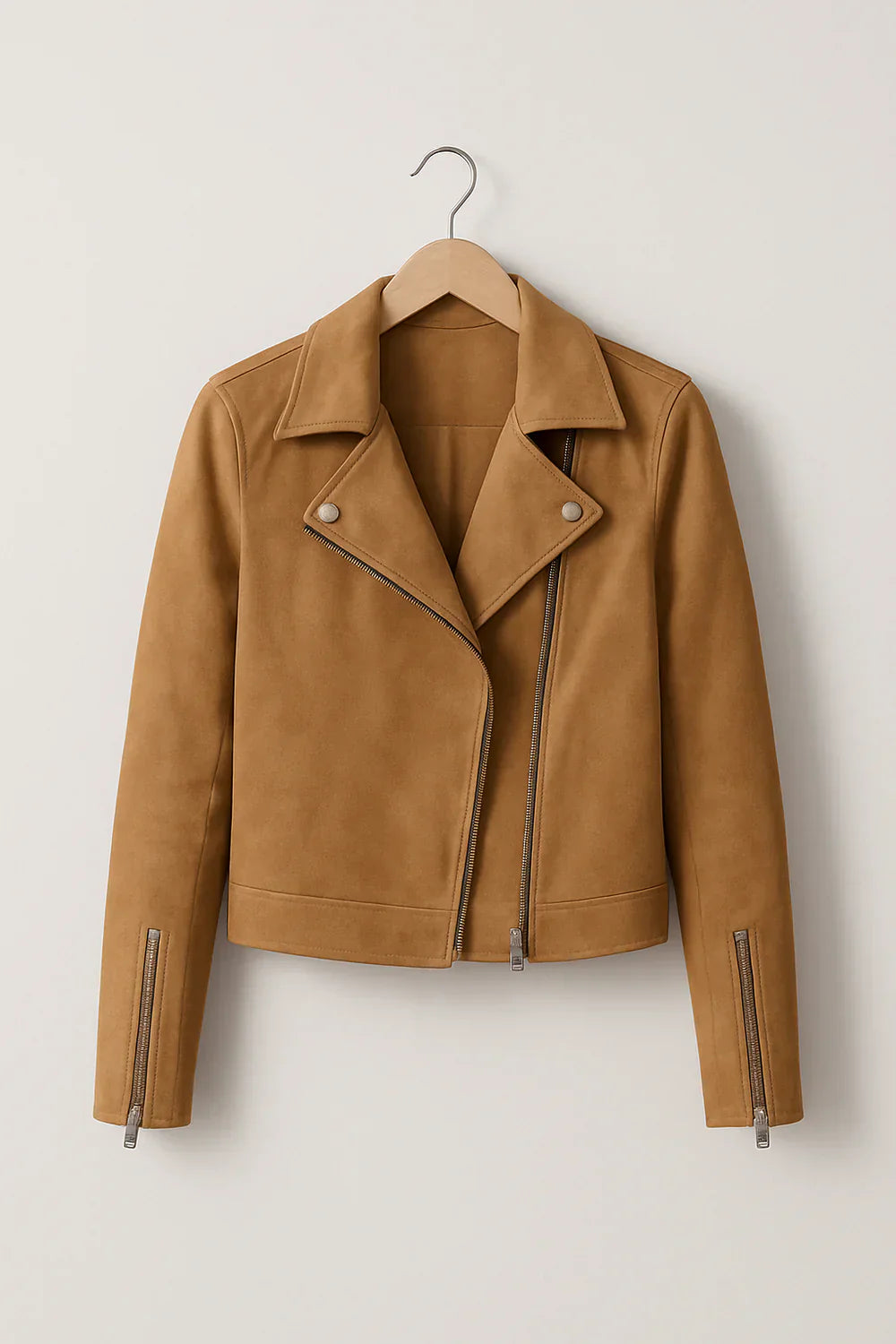 Womens Bomber Jacket with Zipper Moto Style