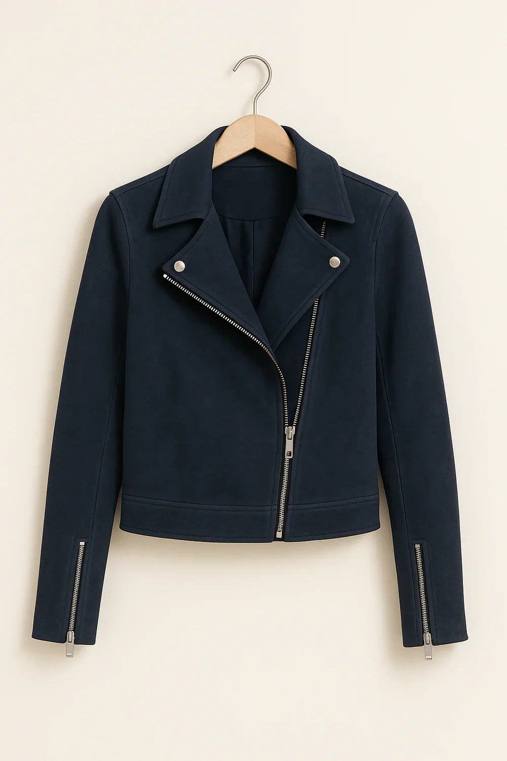 Womens Bomber Jacket with Zipper Moto Style