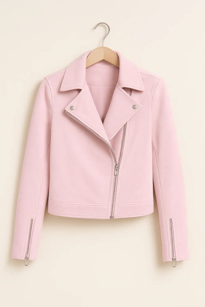 Womens Bomber Jacket with Zipper Moto Style