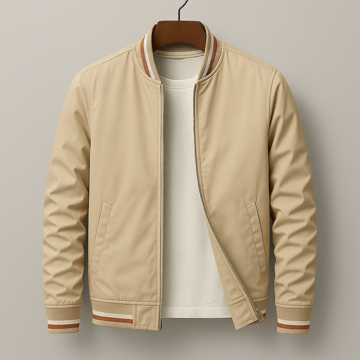 Mens Bomber Jacket Matte Fabric Modern Tailored Fit
