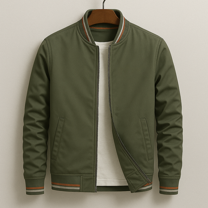 Mens Bomber Jacket Matte Fabric Modern Tailored Fit