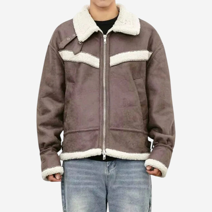 Womens Bomber Jacket Sherpa Trim Relaxed Fit - BritishMode