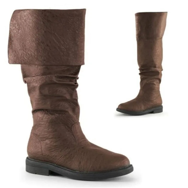 Mens Thigh-High Boots Leather Slim Fit