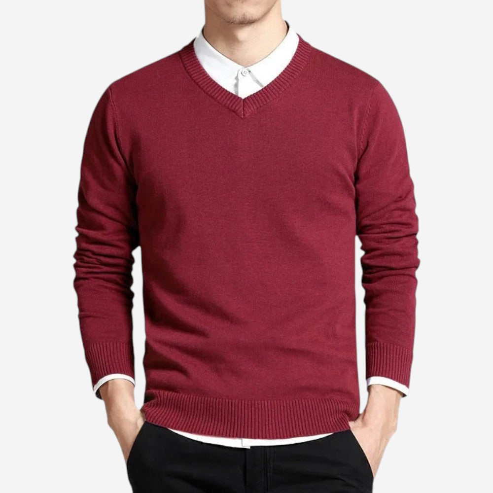 Womens Slim Fit V-Neck Knit Sweater