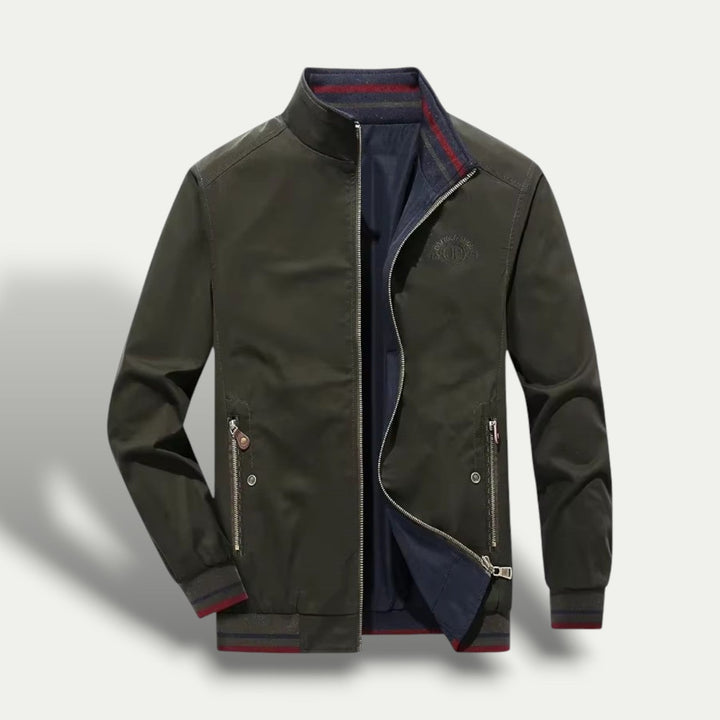 Mens Windbreaker with Striped Collar Lightweight Fit - BritishMode