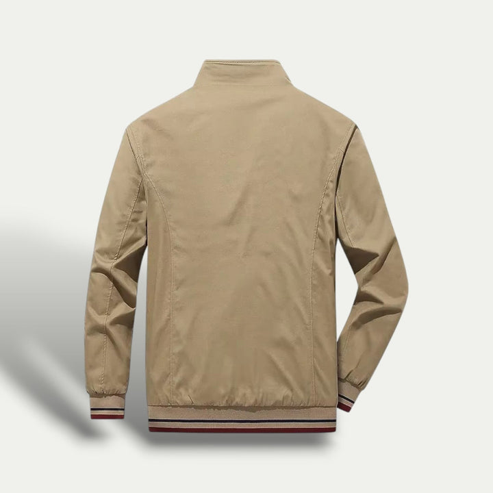Mens Windbreaker with Striped Collar Lightweight Fit