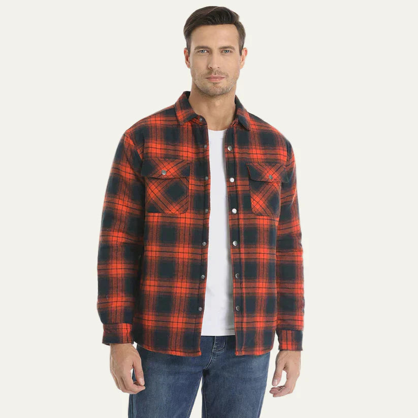 Mens Quilted Flannel Shirt Jacket Relaxed Fit