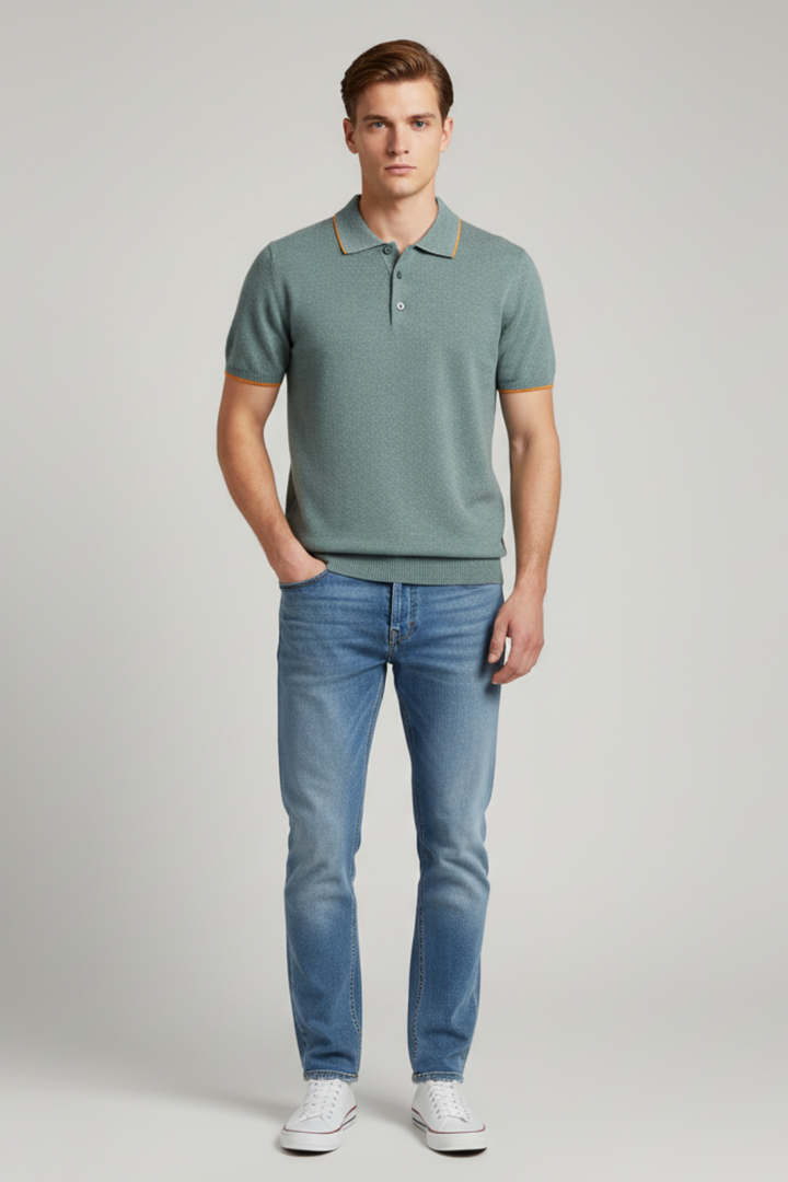 Mens Knitted Polo Shirt Short Sleeve - BritishMode