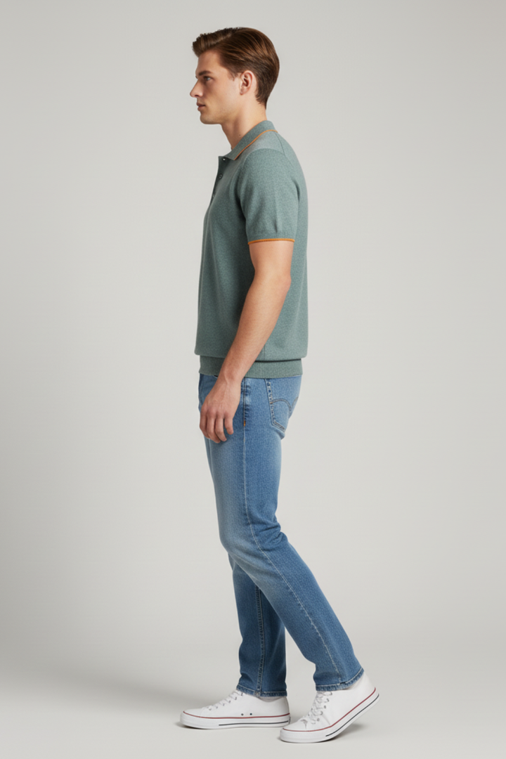 Mens Knitted Polo Shirt Short Sleeve