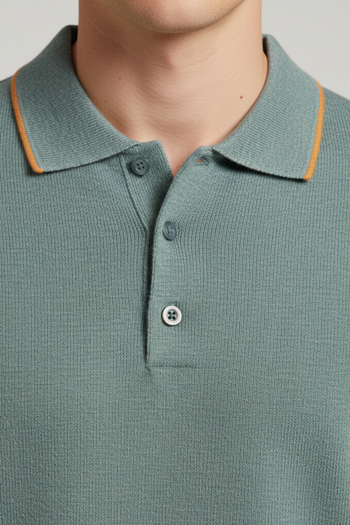 Mens Polo Shirt Structured Collar Classic Fit