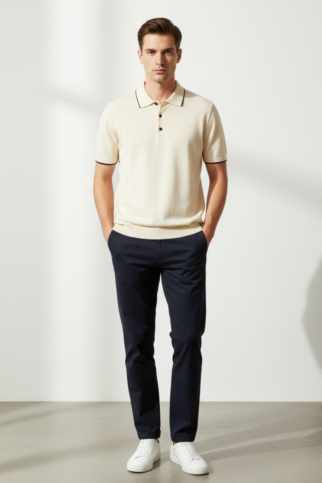 Mens Knitted Polo Shirt Short Sleeve