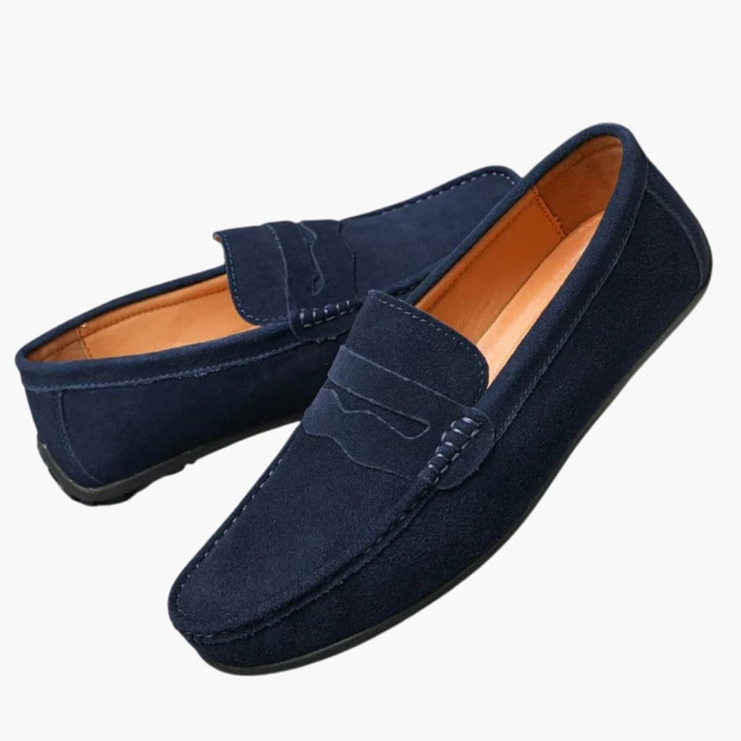 Mens Loafers with Suede Upper and Cushioned Insole - BritishMode