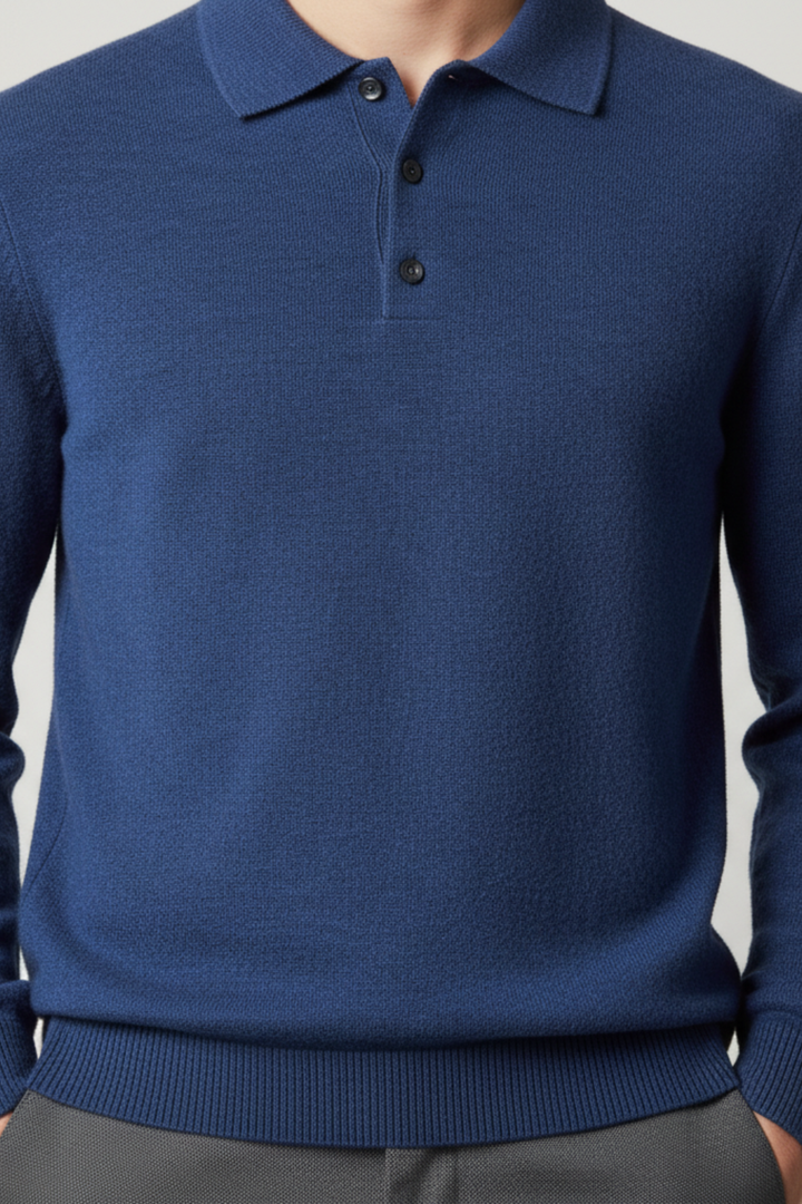 Mens Knit Polo Sweater Long Sleeve