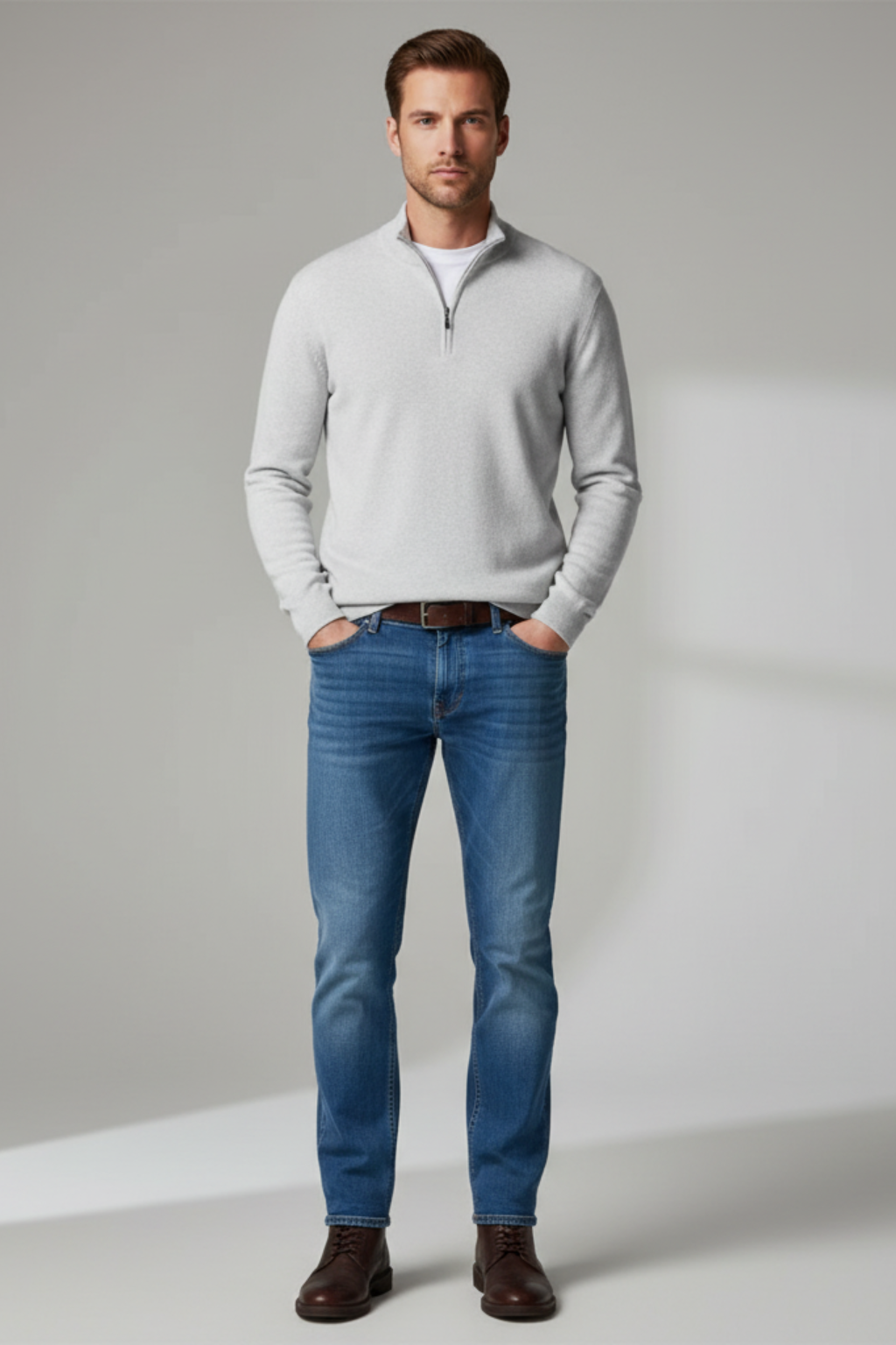 Mens V-Neck Sweater Merino Wool Soft Fit - BritishMode