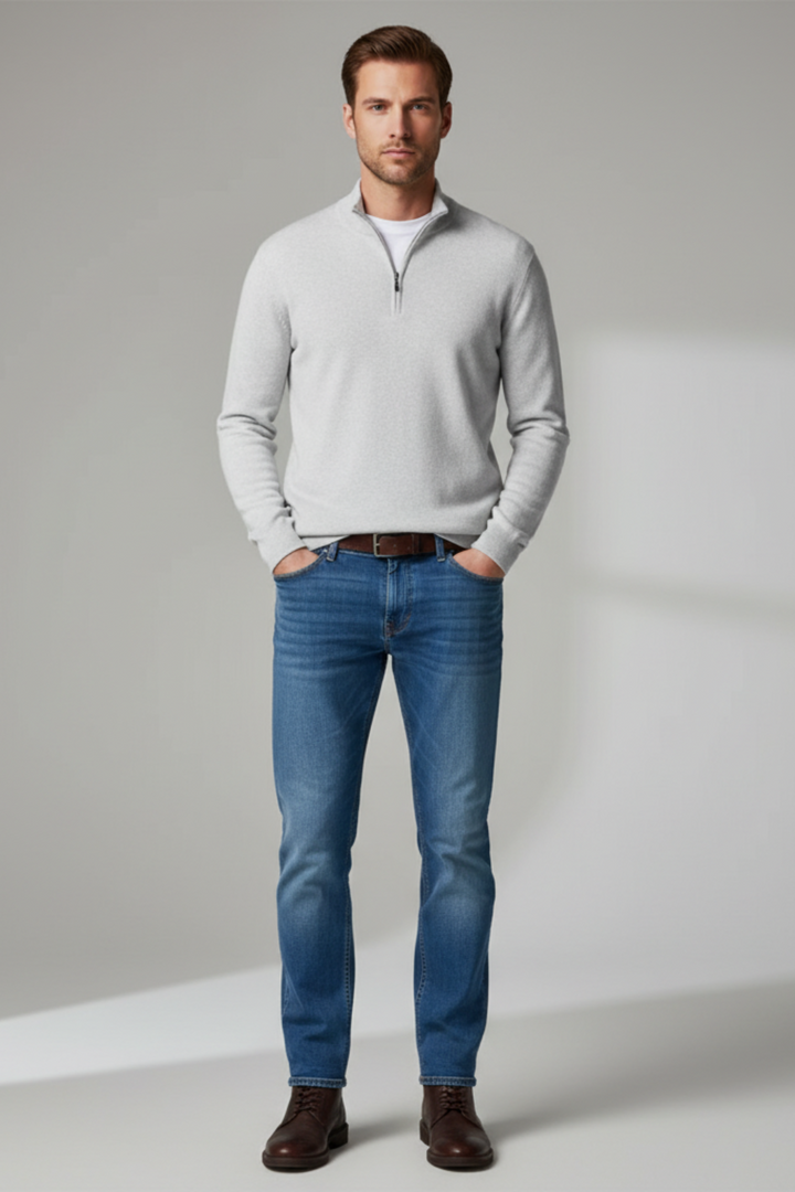 Mens V-Neck Sweater Merino Wool Soft Fit - BritishMode