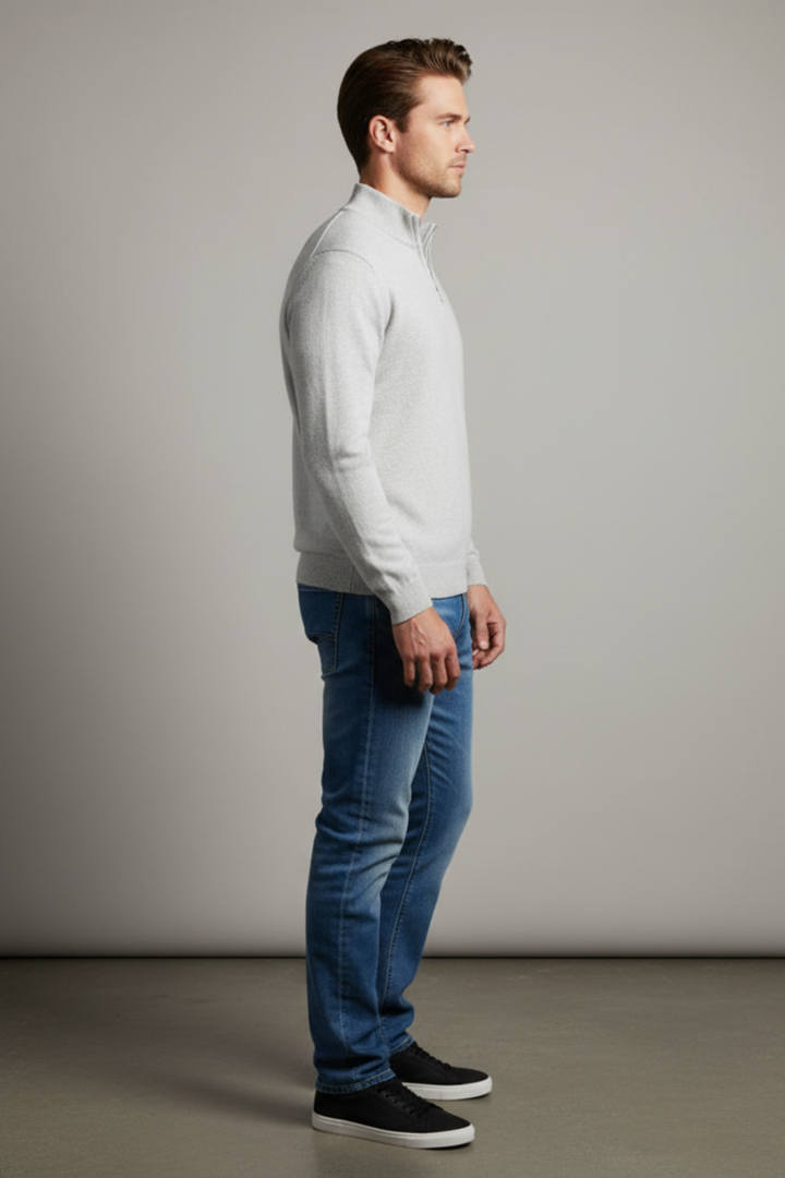 Mens V-Neck Sweater Merino Wool Soft Fit