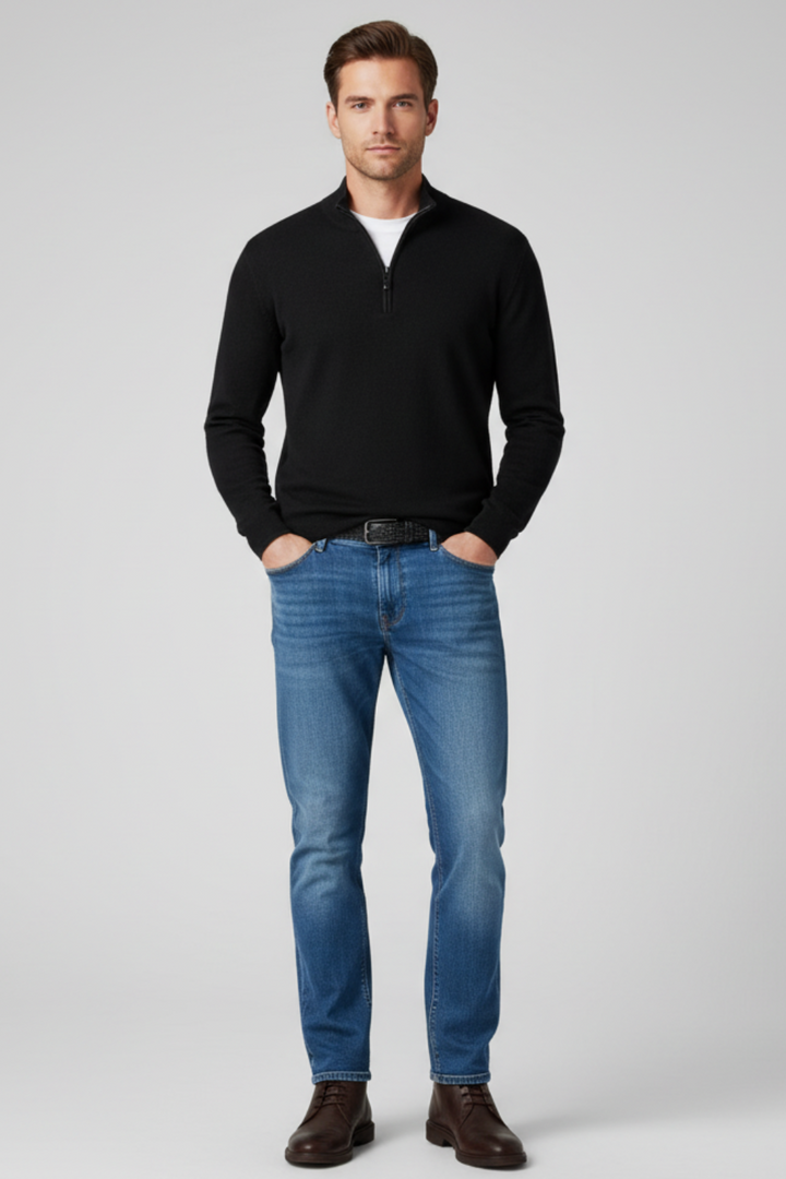 Mens V-Neck Sweater Merino Wool Soft Fit