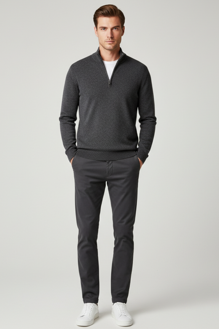 Mens V-Neck Sweater Merino Wool Soft Fit